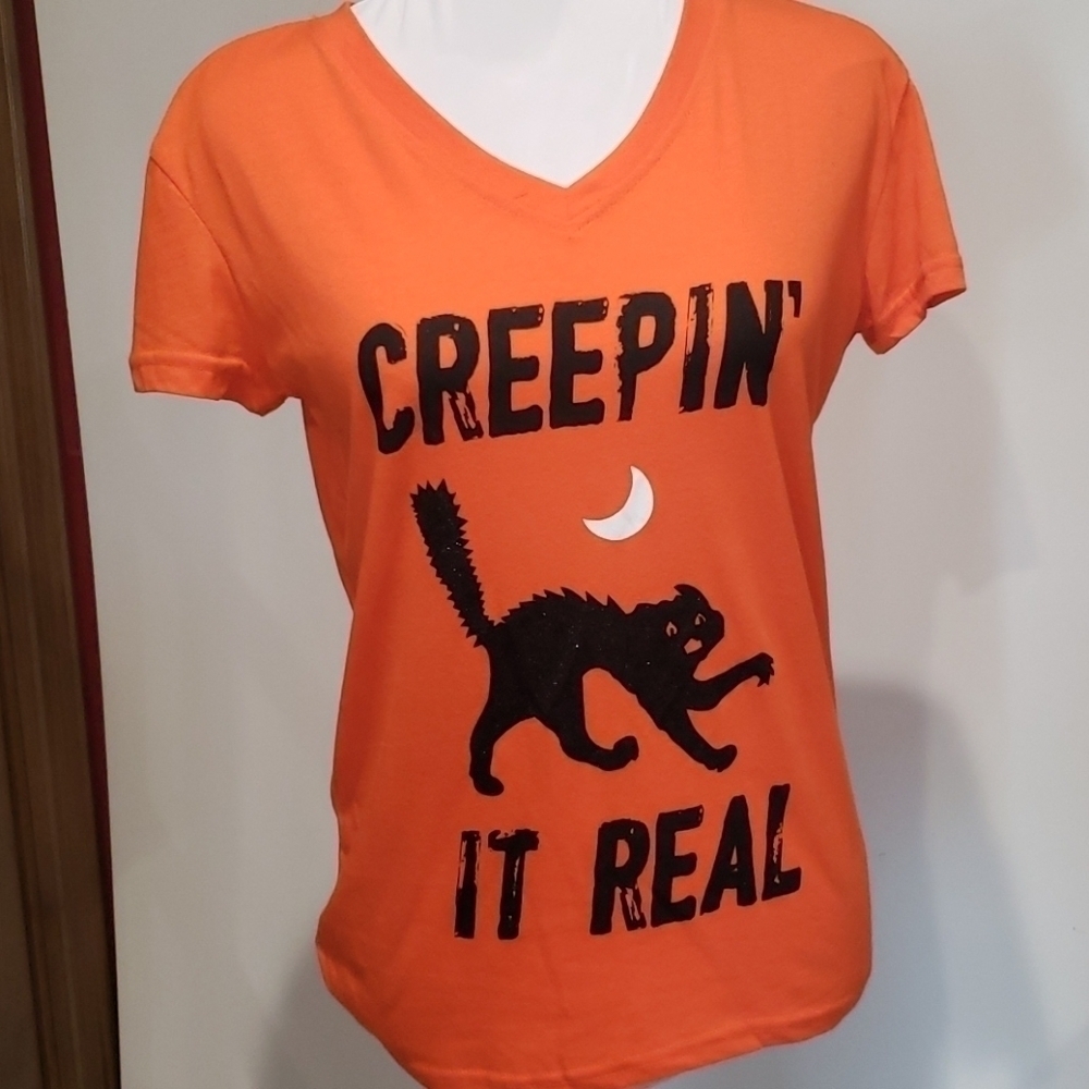 FREEZE Halloween Tangerine Top NWOT